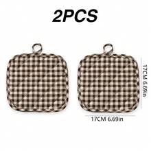 2pcs/4pcs/5pcs Kitchen Pot Holder High Heat Resistant Insulation Double-Sided Stitching Thickened Pot Holder Table Set Suitable Restaurant Kitchen, Washable Three-Leg Cooking And Baking - 2件卡其色 - 查看 2