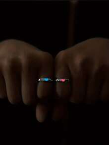 2 件/套可调节发光心形情侣戒指，粉色和蓝色夜光心形戒指，情人节浪漫夜光戒指，适合女性和男性 - 戒指 - 查看 4