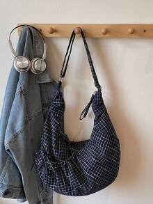 2026新款大容量休闲通勤女包，时尚简约饺子肩斜挎包 - 藍色 - 查看 6