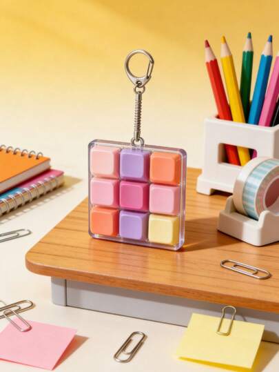 9-Key Mechanical Keyboard Fidget Toy Anti-Stress Decompression Keychain For Girls Boys Finger Press Key Chain