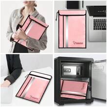 Bolsa de documentos ignfuga 15 x 11 pulgadas con 2 bolsillos y cierre impermeable, bolsa de dinero ignfuga, bolsa segura contra incendios con tira reflectante, sobre ignfugo para