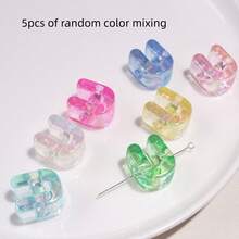 5pcs Acrylic 3D Transparent Colorful Large Hole Jelly Letter Beads, Random Mixed Colors, For Handmade DIY Jewelry Making Necklace Bracelet Earrings Bag Chain Keychain Keyring Clothing Zipper Accessories Pendant - Multicolor - View 20