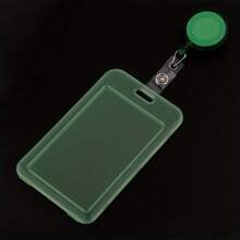 Transparent PET Card Holder Set With Retractable Clip, Durable Student/Teacher Pass, Key Card, Driver's License ID Badge Reel - Transparent Protective Case - Transparent Green - View 13