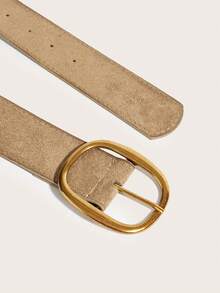 1条棕色麂皮搭扣简约时尚百搭装饰腰带，适合搭配牛仔裤、裙子、休闲装、日常穿搭 - 棕色 - 查看 2