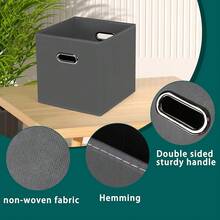Foldable Cube Storage Bins, Fabric Storage Box Cubes Organizer Baskets With Dual Handles For Home Organizer,Nursery,Shelves,Closet,Set Of 10,(Grey) - Grey - View 8