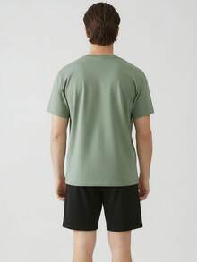 Men's Printed Round Neck Casual Short Sleeve Shorts Pajama Set, Comfortable For Summer - Multicolor - View 6