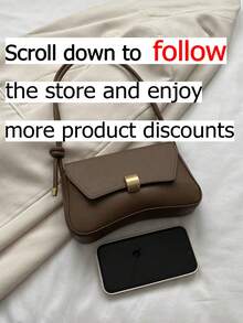 新款时尚女士腋下包，针织包，个性化金属扣设计，单肩包，纯色高端PU斜挎包，女士钱包，适合购物、通勤和旅行 - 棕色 - 查看 2