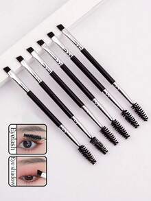 1/2/6件套大号眼影睫毛膏刷、塑料柄双头睫毛梳、螺旋眉刷、超细眼线刷化妆工具套装、化妆刷套装、全套化妆工具、化妆礼品套装 - 彩色 - 查看 1