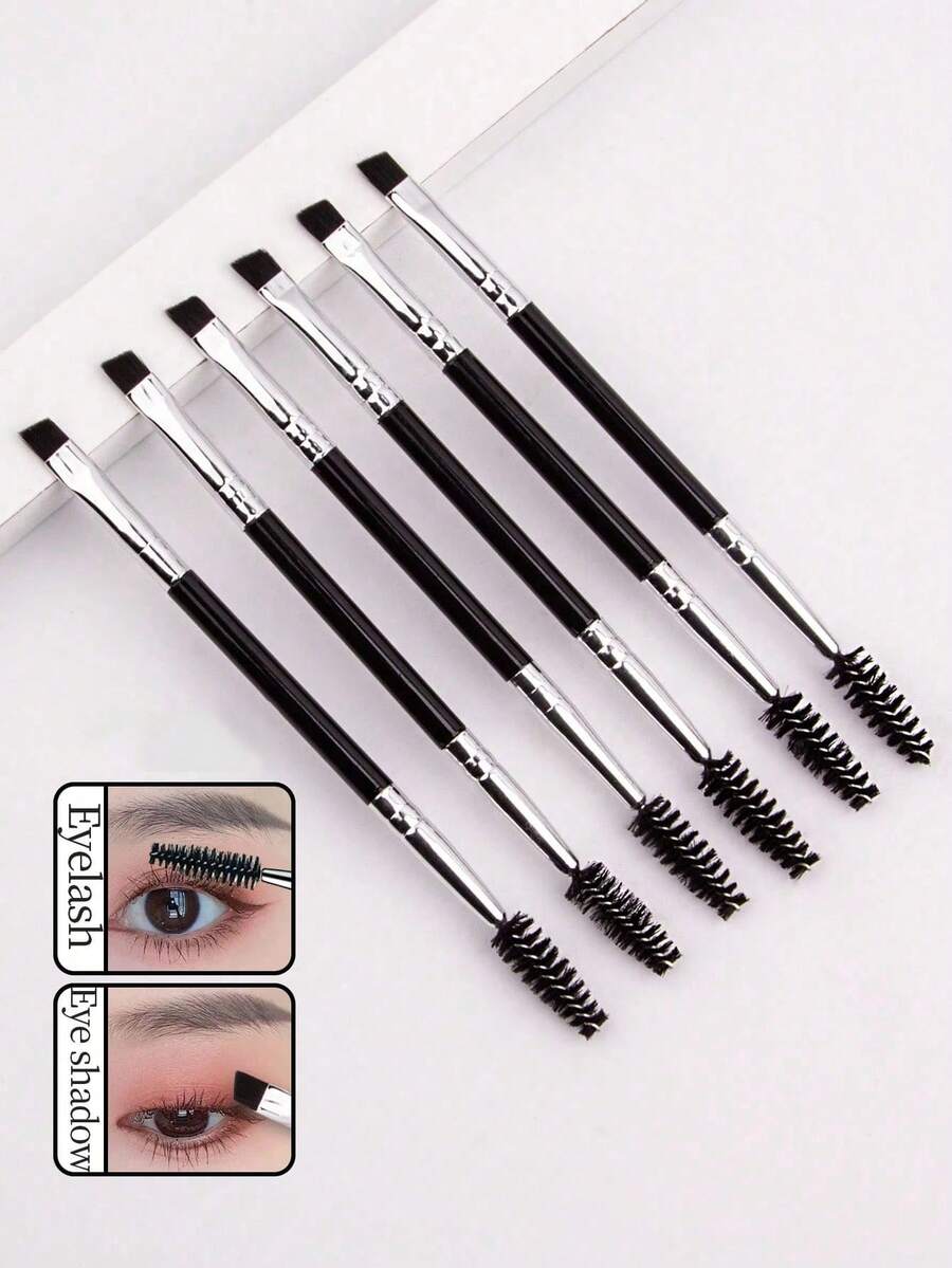 1/2/6件套大号眼影睫毛膏刷、塑料柄双头睫毛梳、螺旋眉刷、超细眼线刷化妆工具套装、化妆刷套装、全套化妆工具、化妆礼品套装 - 彩色 - 查看 1