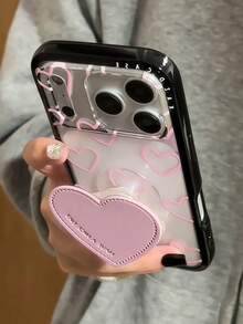 Cute Pink Heart Phone Case Compatible With IPhone 16, 16 Pro, 16 Pro Max, 14, 14 Pro, 14 Pro Max, 13 - Niche Sweet Girl Design With Stand - Pink - View 5