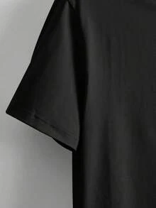 Men's Minimalist Duck Letter Print Round Neck Short Sleeve T-Shirt, Summer - Black - View 3