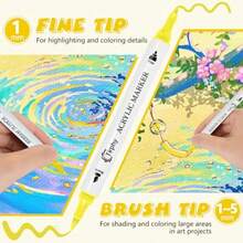 Acrylic Paint Markers 80 Colors Dual Tip With Fine Tip And Brush Tip Acrylic Paint Pens For Stone Wood Canvas Metal Ceramic Fabric Calligraphy Rock Painting DIY Crafts Art Plies Kit - 80 Colours - View 3