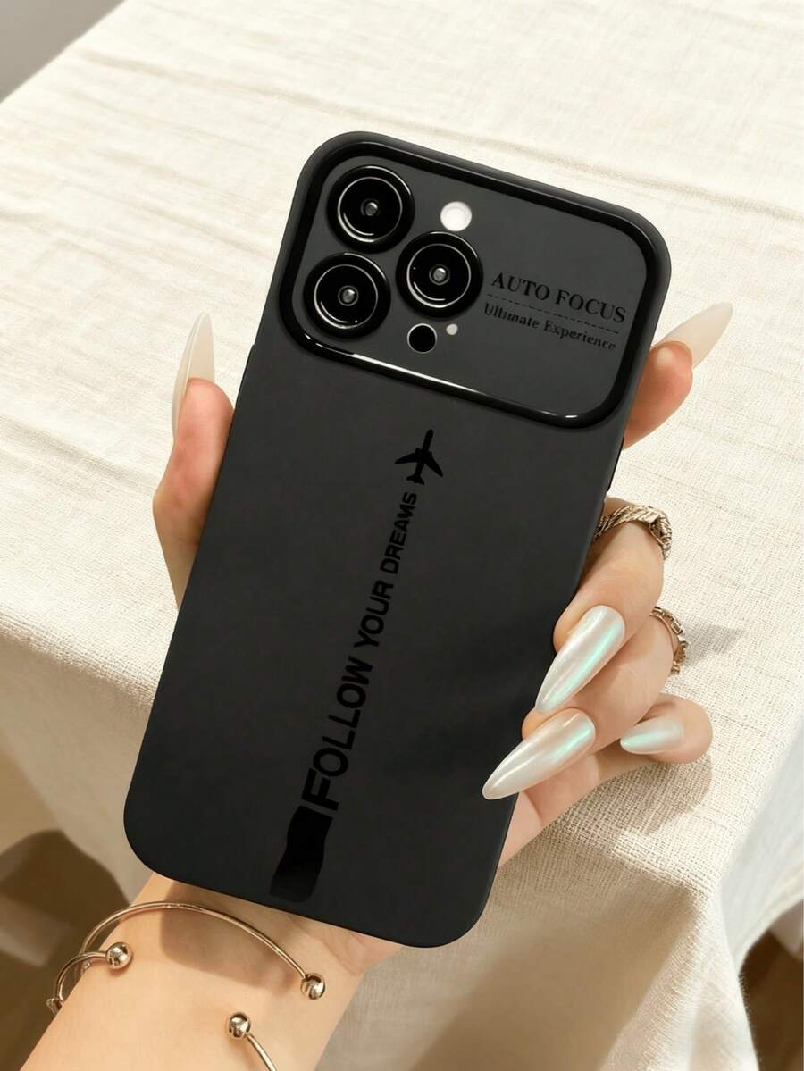 1个大窗口黑色火焰飞机印花软壳保护套，全覆盖，防震时尚，男女通用，兼容 - 黑色 - 查看 1