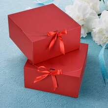 10pcs - Red Gift Box With Lid And Ribbon, Suitable For Bridesmaid Invitation Box, Wedding Gift Box, Birthday Gift Box, Baby Shower Box, Valentine's Day Gift, Etc. - Red - View 3