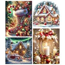 ccNEGEKFKX - Paquete de 4 kits de arte de diamantes de Navidad para adultos principiantes kits de pintura de diamantes de invierno para adultos kit de arte de diamante 5D decoración del hogarnn