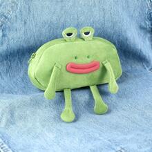 Cute Frog Plush Pencil Case - Large Capacity School And Office Storage Organizer With Vivid Eyes, Green Frog Design, Durable Fabric, Perfect For Back-To-School Essentials - Frog Bag - View 5