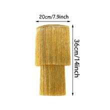 1pc Tassel Curtain Lamp Shade, Double Layer Hanging Decorative Lamp For Birthday Party, Wedding, Wall Decor - Gold - View 4