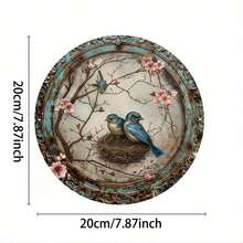 1pc Vintage Round Metal Sign With Bird Mother And Baby, Indoor/Outdoor Decor Sign For Home, Cafe, Apartment, Restaurant, Street, Living Room Wall, Holiday Gift Round Wall Decor, Boho Wall Decor, Metal Wall Art, Farmhouse Wall Decor, Circle Wall Decor, Bedroom Wall Decor, Round Mirror, Woven Wall Hanging, Living Room Wall Art, Celestial Wall Decor - 彩色 - 查看 9