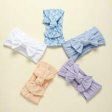 5条/包 多色印花蝴蝶结婴儿发带，超级可爱时尚，宽版设计保护囟门，轻盈透气，四季皆宜，非常适合拍照、送礼、休闲、居家、度假、运动、复古、优雅、可爱等场合。 - 彩色 - 查看 10