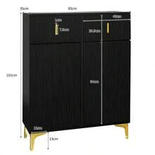 Wardrobe Set With Shoe Bench And Cushion, Wardrobe Front With Hooks, Shoe Cabinet With Drawers And Doors - 黑色 - 查看 2