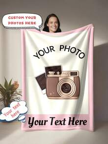1pc Customized Photo Fleece Blanket, Machine Washable, Polyester Fabric, All-Season, All-Weather, Modern Style Multipurpose Digital Printed Blanket, Suitable For Mother's Day, Birthday, Valentine's Day, Graduation, Father's Day, Wedding, Housewarming And Other Occasions, Can Be Used On Sofa, Bed, Car, Tea Room, Bedroom, Bathroom, Living Room, Dining Room, Office, Etc. - Multicolor - View 15