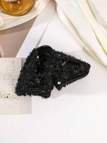 1pc Elegant Black Sequin Hair Claw Clip, High-End Chic Hair Claw Ponytail Holder, Daily, New Year, Valentine's Day, Party Hair Accessory - Multicolor - View 4