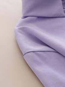 Minimalist Lapel Long Sleeve Loose Women's Shacket, Featuring Shirt Collar And Asymmetric Hem Design Spring - Light Purple - View 7