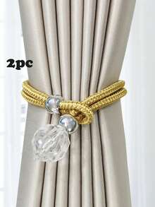 2pcs/4pcs Luxury Crystal Pendant Polyester Curtain Tie Backs, Suitable For Curtain Fixing And Decoration, Multiple Colors Available - Multicolor - View 12