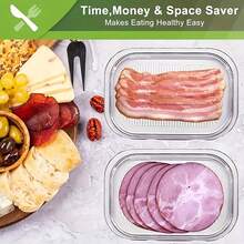 1/2/3/4 Layers Transparent Food Storage Containers Set, PP Material Refrigerator Organizer Boxes, Stackable Kitchen Airtight Meal Prep Containers For Steak, Cooked Meat, Cheese, Cereal Etc., With Lids Space Saving - Multicolor - View 6