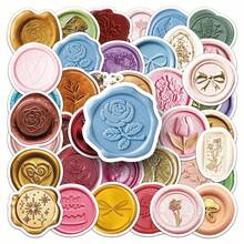 50 Pieces Of Lacquer Stamp Stickers Personalized Creative Waterproof Exquisite Graffiti Cup Milk Tea Cup Notebook Hand Account Stickers - Multicolor - View 6