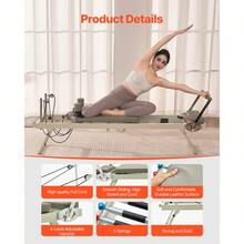 Reformador de Pilates plegable, Máquina de entrenamiento de Pilates para uso en el estudio de gimnasio en el hogar, Cama de Pilates con resistencia doble - muelle y cordón, Conjunto de reformador para usuarios avanzados y principiantes, Hasta 400 lbs - Gris - Ver 5