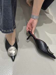 Women's Fashion Pointed Toe High Heel Pumps - Black - View 5