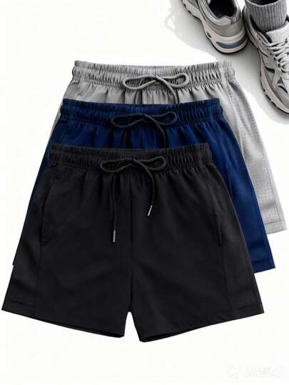 Women's Comfortable Loose Summer Sports Shorts - Side Breathable Perforated Design, Drawstring Waist, Solid Color, Lightweight Style Suitable For Casual/Sports/Outdoor Activities Black