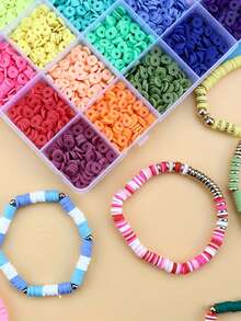 【DIY首饰制作套装】5100颗彩色DIY塑料珠子首饰制作套装 | 6毫米圆形珠子，适用于手链、项链和DIY配饰 - 手工艺品、珠子首饰制作 - 彩色 - 查看 6