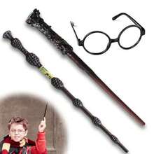 JCH-Juego de Varitas Mágicas Varita de  de 30 CM y Varita de  de 32 CM Con Gafas Juguetes para Niños Mayores de 6 Años Regalos Divertidos para Fans y Halloween Cosplay - como en la foto - Ver 2