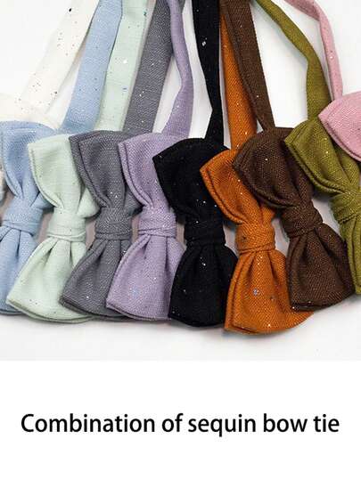 1pc Sequin Embellished Thickened Bow Tie, Suitable For Casual, Party, Wedding, Business, And Gift