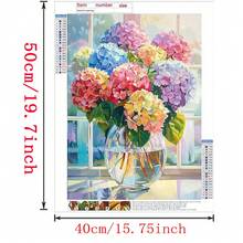Kit de pintura de diamantes 5D - Flor de hortensia, pintura de diamantes completa, redonda, manualidades de bordado DIY, adecuado para adultos y principiantes, decoración de pared para el hogar/oficina, 30x40cm, gran regalo - Multicolor - Ver 6