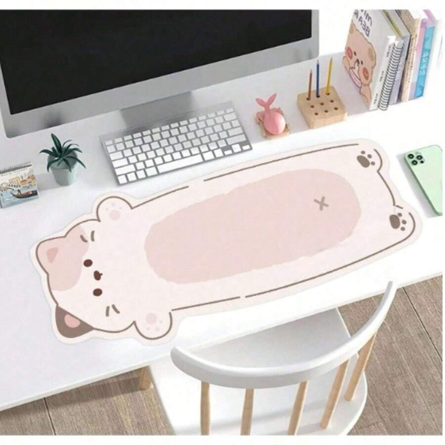1个装大号通用外星人可爱卧猫桌面鼠标垫 - 办公笔记本电脑键盘垫，防水、防滑、触感柔软 - 彩色 - 查看 1