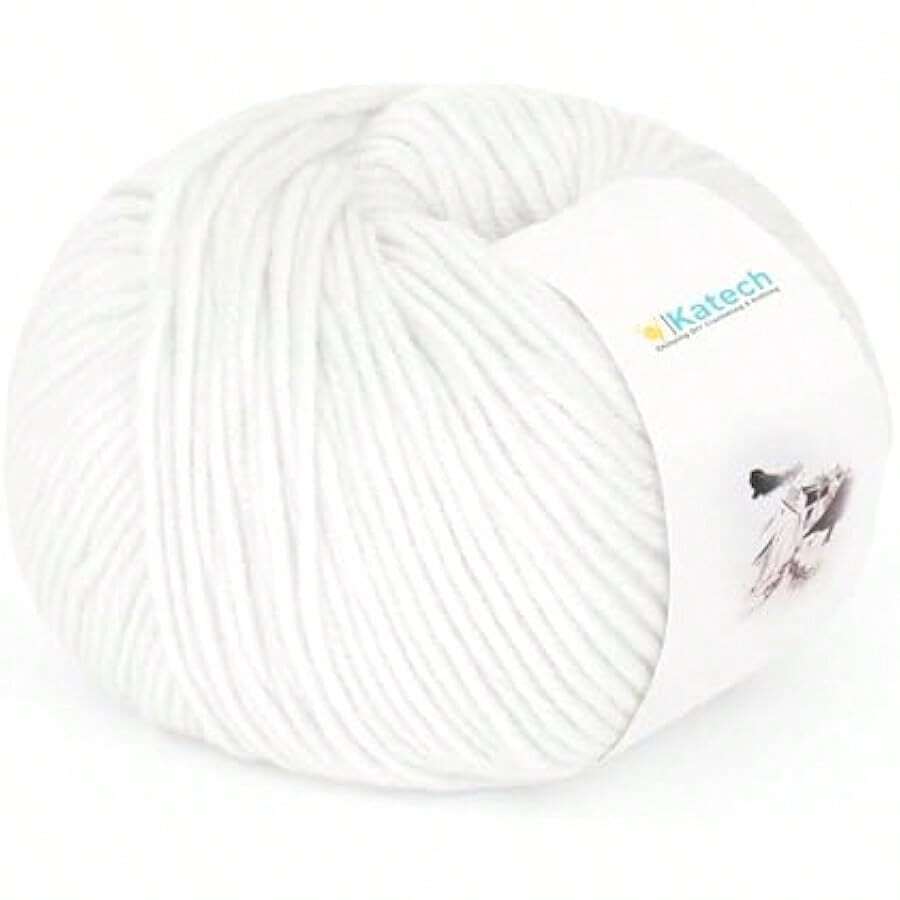 Cotton Yarn For Crocheting-55% Cotton 45% Acrylic-Super Soft Milk Cotton Yarn-Great Crochet And Knitting Starter Kit For Colorful Craft-1pack(Pure White) - Pure White - 查看 1