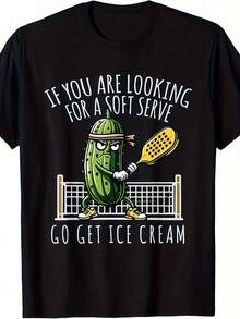 Men's Funny Pickleball Player Paddleball Lover T-Shirt - Retro Short Sleeve Tee With  Pickle & Paddle Graphic - Casual Sportswear For Pickleball Court, Casual Wear - Fit Funny Gift For Fans - màu đen - Xem 2