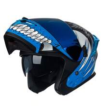 Crown Racing DOT认证模块化摩托车头盔,带双镜片,可翻转设计 - 彩色 - 查看 26