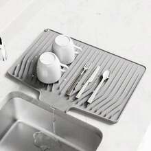 CYPNIYYI Tapete Secaplatos Tapete Secaplatos de Silicona para Cocina - Alfombrilla Antideslizante - Base para Secar Trastes y Proteger Encimeras Gris 30*37CMFashion - 219619413 - Ver 2