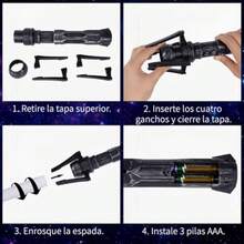 JCH-Sable de Luz para Niños 2 en 1 7 Colores 2pcs Espadas Laser de Luz con Sonido y Sonido de Percusión Conjunto Expandible RGB LED Sable Luz con Baterías para Niños de 3+Años Regalo para Navidad - como en la foto - Ver 6