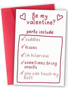 1pc, Charming Valentine's Day Card. Anniversary Card. Husband Card. Includes Envelope. Premium Paper. Wishing You Eternal Youth And Good Health. Adorned With Heart Motifs. The Perfect Valentine's Day Card From Wife To Husband (12cm/4.7in X 17cm/6.7in). - Đỏ - Xem 1