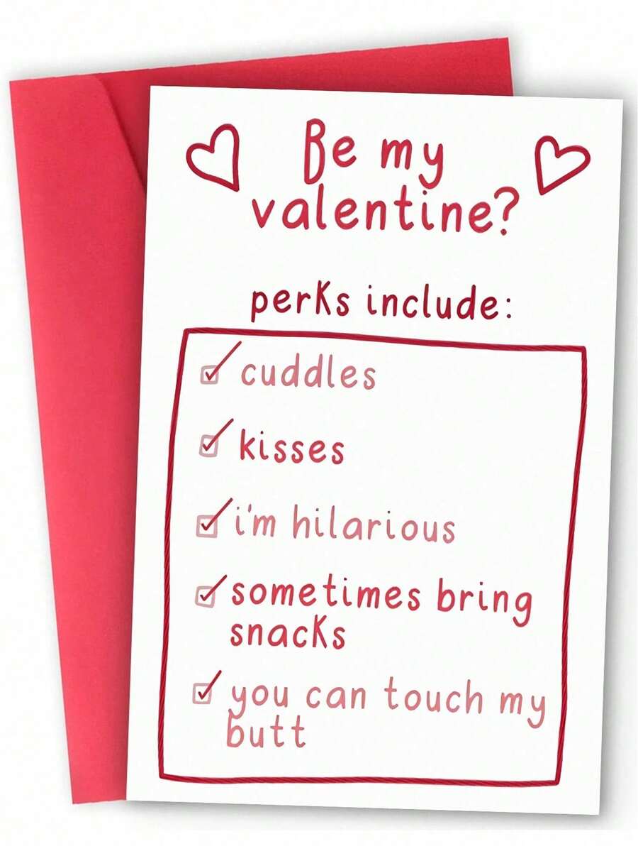 1pc, Charming Valentine's Day Card. Anniversary Card. Husband Card. Includes Envelope. Premium Paper. Wishing You Eternal Youth And Good Health. Adorned With Heart Motifs. The Perfect Valentine's Day Card From Wife To Husband (12cm/4.7in X 17cm/6.7in). - Đỏ - Xem 1