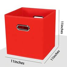 Black Foldable Storage Cubes Bins , Fabric Storage Box Cubes Organizer Baskets With Dual Handles For Home Organizer (Red) - Red - View 3