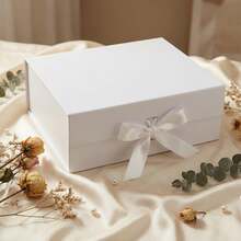 1个糖果色蝴蝶结可折叠磁性礼盒，生日礼物包装 - 白色 - 查看 13