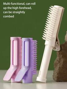 1支高冠卷发梳，新款时尚日系多巴胺可爱粉色发根蓬松夹可伸缩卷发梳，适用于打造空气刘海卷发造型，便携式卷发棒梳，适合旅行、居家和卧室日常使用。