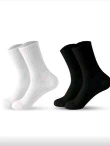 50/40/30/24/20pcs Women's Black & White Tight Sports Socks, Running Socks, Cycling Crew Socks, Thickened Couple Casual Warm Knee-High Socks - Multicolor - View 3