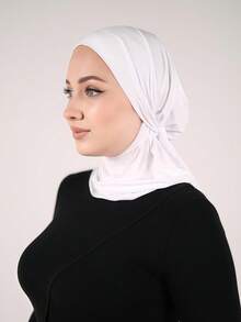 1 chiếc băng đô trùm đầu Balaclava màu trơn dành cho nữ, có dây rút, đa năng, với 3 cách đeo, dây thun rộng thoáng khí, thấm hút mồ hôi và chống trơn trượt, phù hợp cho sinh hoạt hàng ngày, thể thao, yoga, tập thể dục và thời trang. - trắng - Xem 3